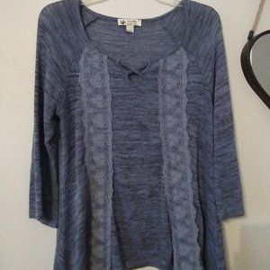 Blue long sleeve with lace details size small